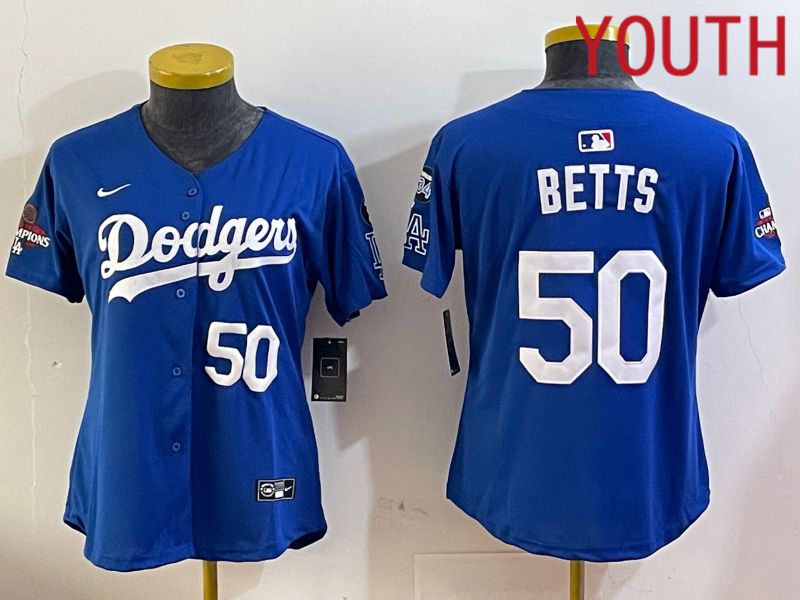 Youth Los Angeles Dodgers 50 Betts Blue Game 2024 Nike MLB Jersey style 12052